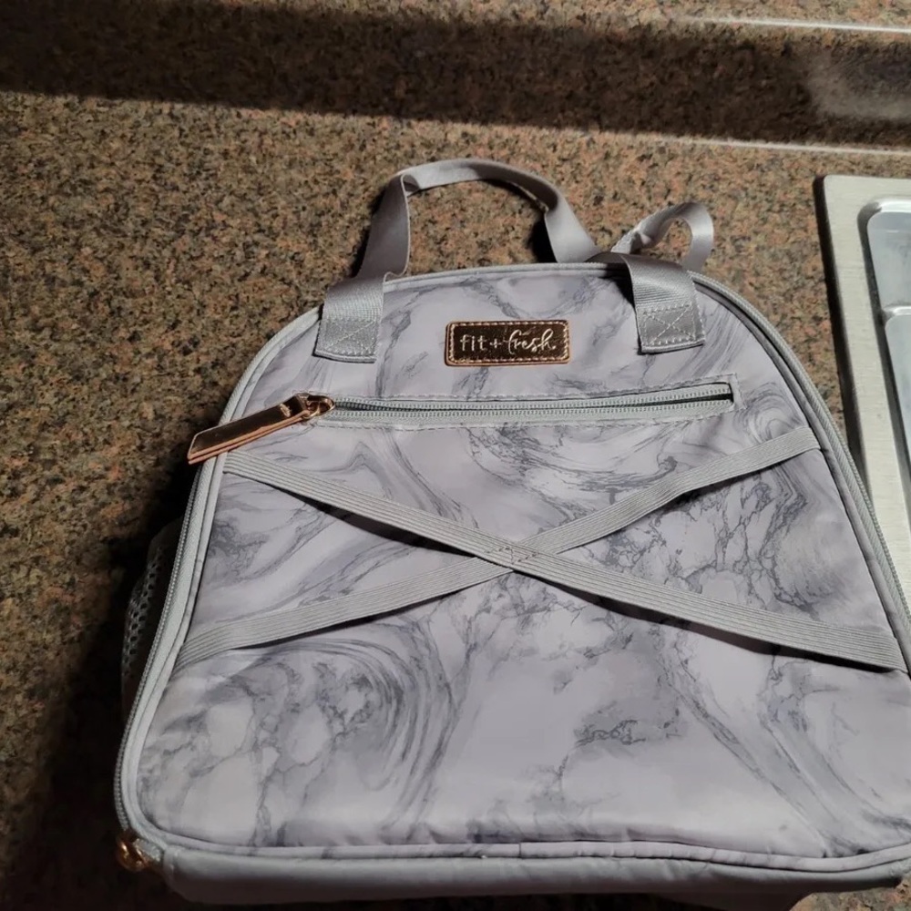 Fit & Fresh Insulated Lunch Bag Marbled Gray/Purple